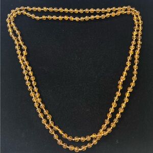 Amber Glass Beaded Long Necklace